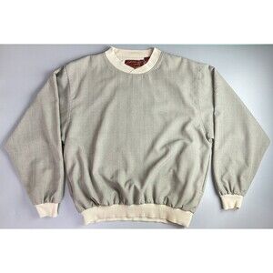 PROQUIP Golf Windbreaker MENS MEDIUM Lined GRAY & BEIGE Plaid Pullover POCKETS